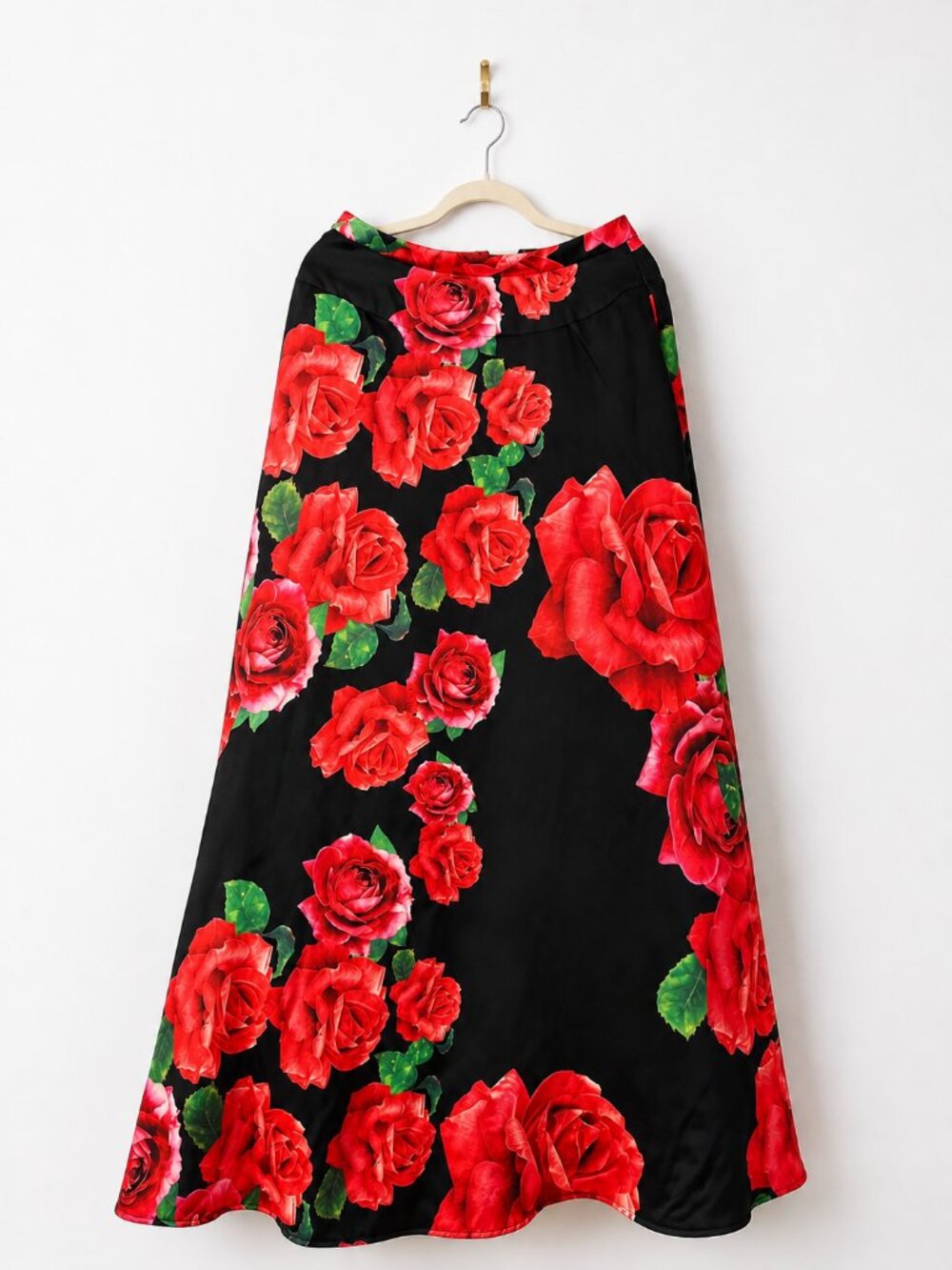 B. Darlin Black Floral Rose Print A-Line Maxi Dress Women's Size 8